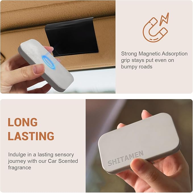 Car Air Freshener, Stone Air Freshener, Automotive Odor Eliminator for Visor Clip- Car Fresheners Long Lasting CLIP INCLUDED (Open Air/Starter Kit)