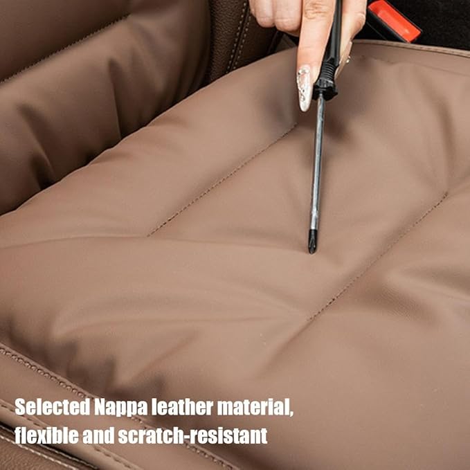 Skin-Friendly & Dirt-Repellent Leather Seat Cushions, 2026 Car Seat Cushion for Driving, 1.57" Thick Comfort Seat Protector, Universal Non-Slip Memory Foam Pad for Car (Brown, Backrest Cushion)