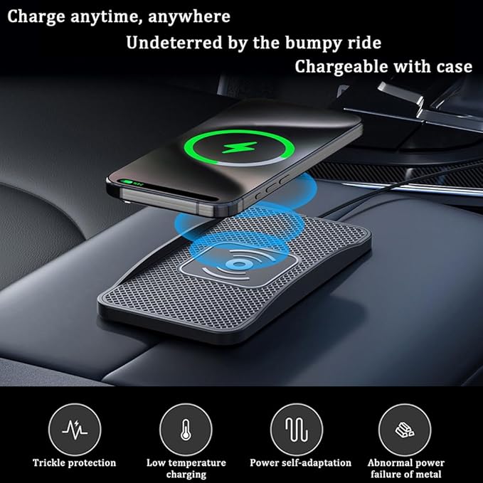 Wireless Car Charger Pad for Lincoln MKX 2007-2018, Type-C/USB 20W Car Wireless Charger Non-Slip Phone Charging Pad Car Accessories,A 30cm Cable Type-C Plug