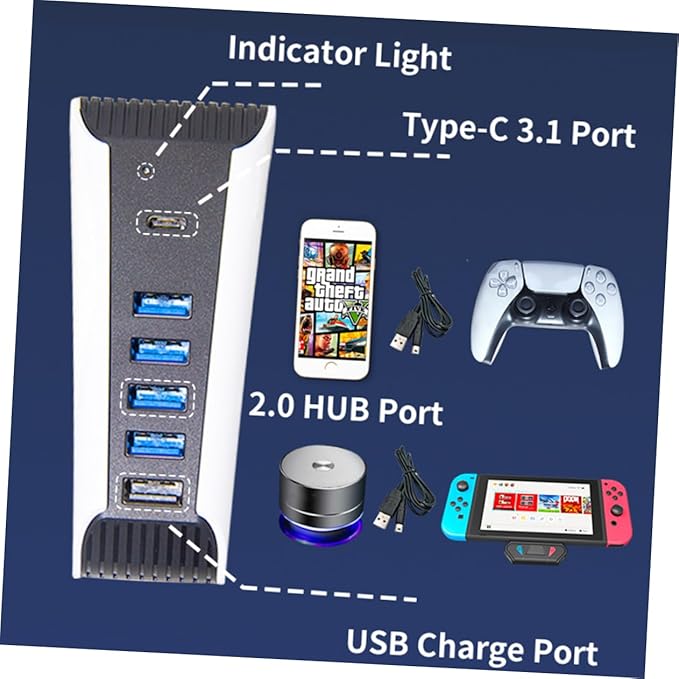Uonlytech 3pcs USB Hub Port Desktop Splitter Adapter High-Speed Compatible Multiple Devices USB Expansion for Game Consoles