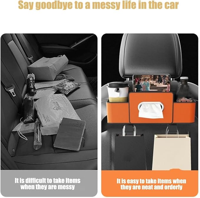 Car Organizers and Storage Box Behind Seat, Large Car Seat Back Organizer for Hold Phone, Drinks, Handbag, Universal Fit for Suv/Sedan (white, 2pcs)