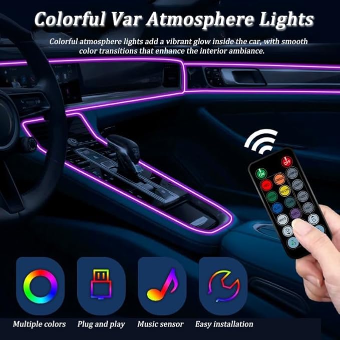 Car LED Lights Interior for Acura TSX 2010–2014, 6 in 1 Ambient Lighting Kit with Remote Control, Car USB LED Strip Lights with Sync to Music, for Cars Trucks SUVs, 8m
