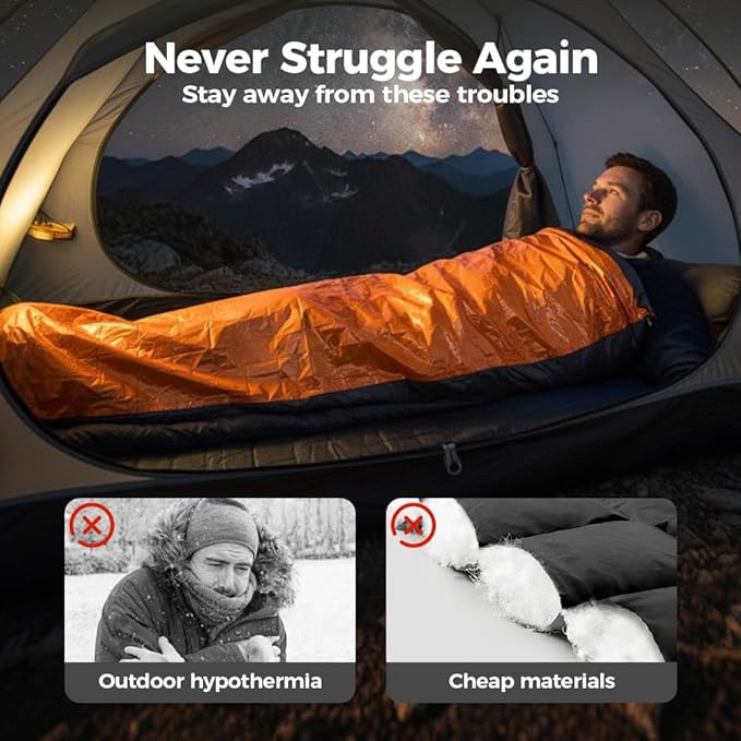 2026 New Blanket, Emergency Sleeping Bag for Survival, Blanket with Emergency Whistle Waterproof, Compact Lightweight, Emergency Mat for Survival Kit Car Camping Gear Hiking Go (Orange)
