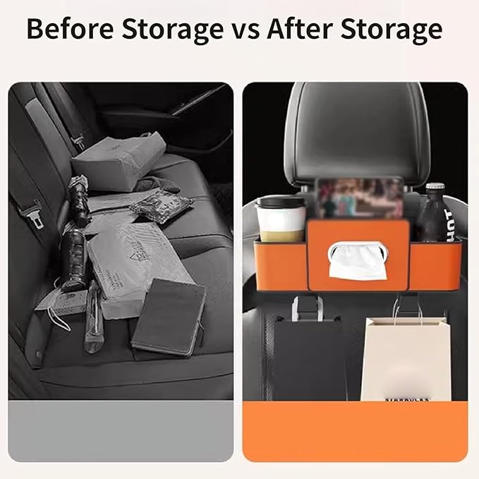 Car Organizers and Storage Box Behind Seat, Car Organizers and Storage Back Seat, With Multiple Pockets, Hanging Car Seat Storage Travel Essentials, Snacks, Bottles (Brown * 2)