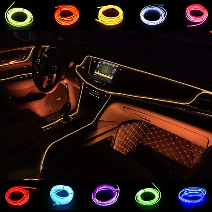 ABALDI El Wire Neon Light, Car Interior LED Lights for Xmas Halloween Christmas Car Interior Decoration(3m/9ft, Orange)