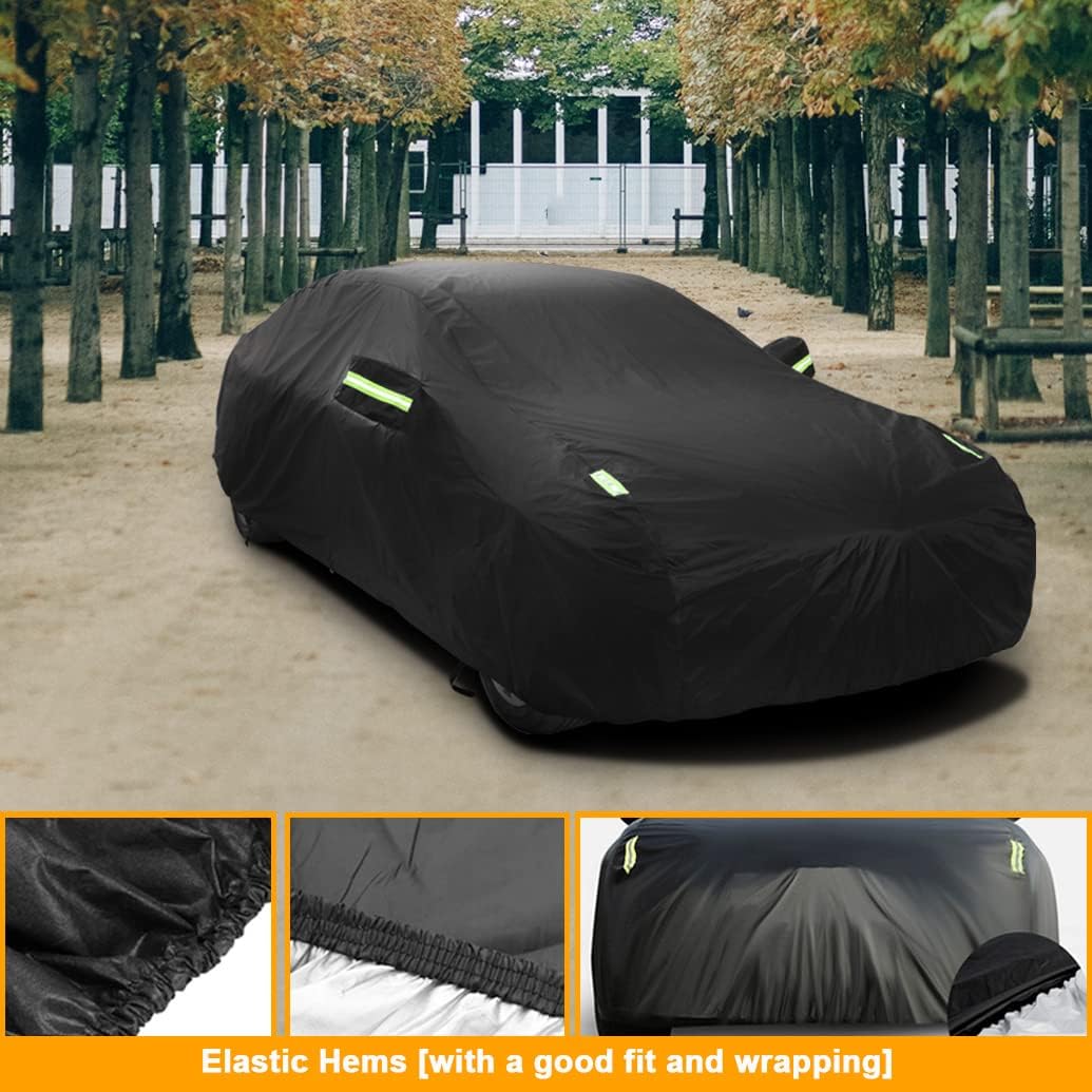 Heavy Duty Waterproof Car Cover Compatible with Jeep Wrangler 2-Door 2025-1987 SUV Wagon, All Weather Car Covers with Cotton Lining, Snow Rain Sun UV Cover for Wrangler 2 Door JK JL CJ YJ TJ