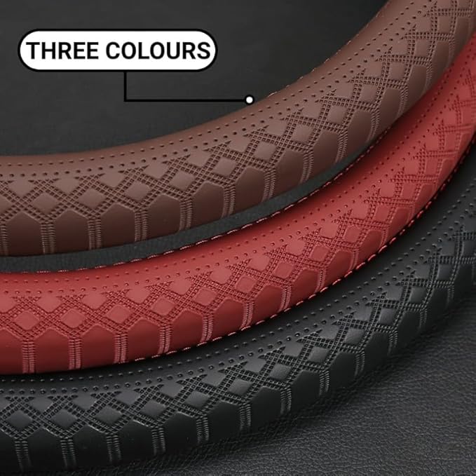 Wood Car Steering Wheel Cover Rubber Inner Ring All Car Universal Four Seasons Universal Thin Fiber Leather Anti-Slip 16 17 18 19inch for Truck (16inch, Brown)