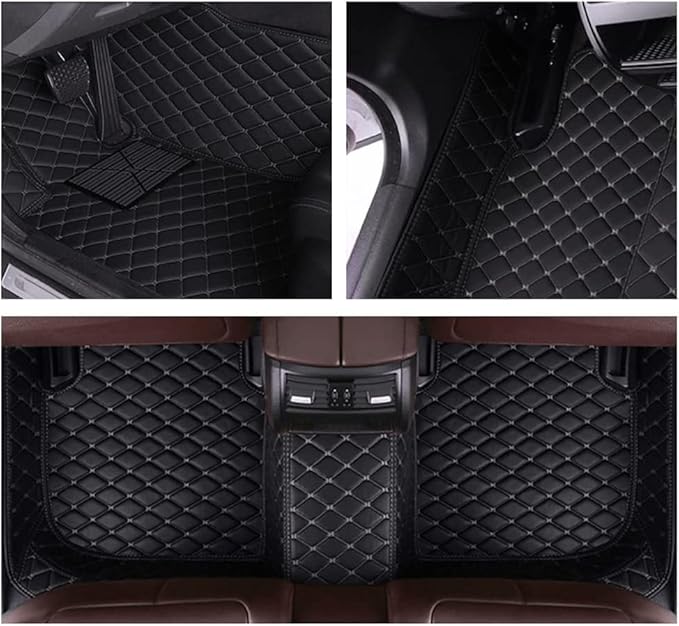 MELKEN Custom Fit Leather Car Floor Mats for 95% of Cars Full Coverage Floor Liners Car Mats (Black)