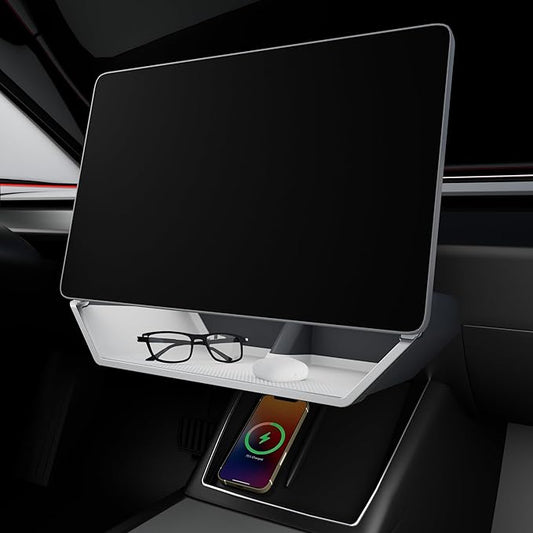 for Model Y Juniper Under Screen Storage Organizer 2025-2026 Upgrade, Model 3 Highland Center Console Organizer Tray 2024-2026 for Tesla Model Y Juniper Accessories, White