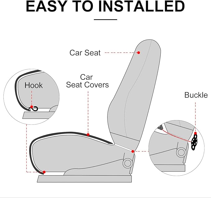 surpassme Car Seat Covers Universal Seat Covers for Car Accessories with Storage Pockets, Car Front Seat Covers and Rear Bench Coverfor Automotive, SUV, Truck, and Van(Pink)