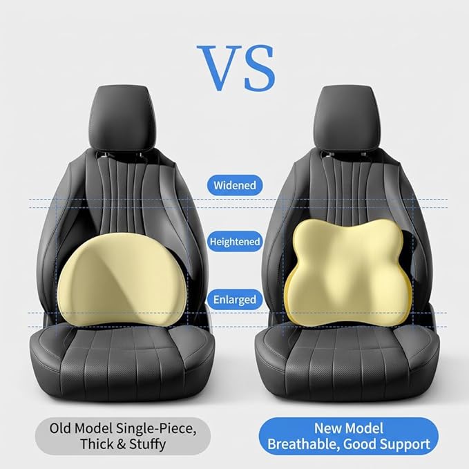 Car Headrest Pillow & Lumbar for Audi Sq5 RS Q3 A4 B8 B6 A3 8P A4 B, Car Seat Neck Pillow Back Support, Breathable All-Season Automotive Seat Cushions, 2PCS,C Dual Gray