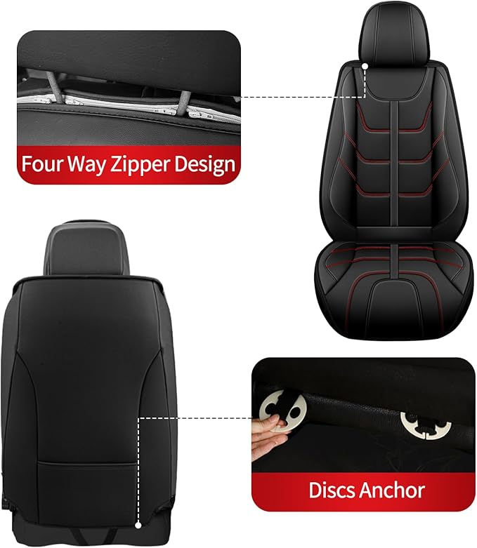 TTX LIGHTING Car Seat Covers fit for Subaru Forester 2007-2026 Full Set: Premium Leather Automotive Seat Cover with Airbag Compatible Waterproof (5 Seats, Redline)
