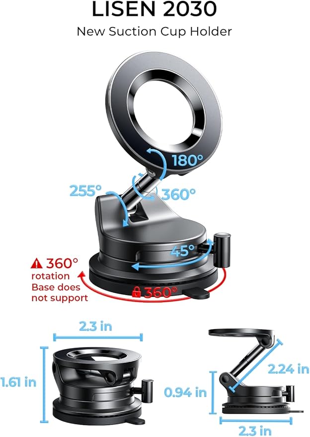 LISEN for Magsafe Car Mount, Cell Phone Holders for Your Car, Magnetic Car Accessories for Women Men Jeep Truck, Vacuum Gifts for iPhone 17 Pro Max 16 15 14 13 12, Samsung S25, Pearl White