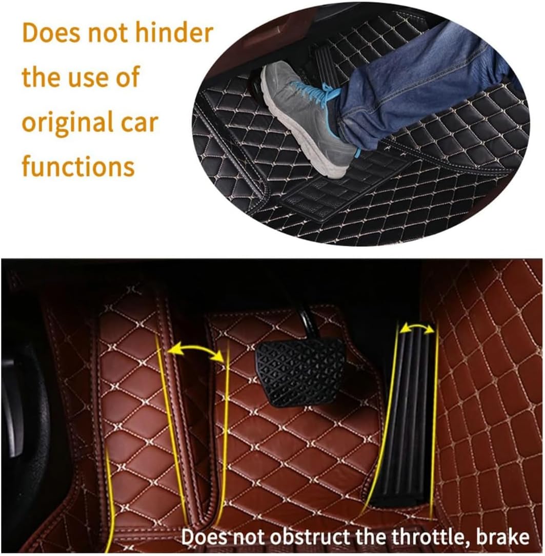 Custom Personalized Floor Mats for Cars，Luxury Full Coverage All Car Floor Mats，Anti-Slip Leather Car Mat Set ，Custom Floor Mats for 99% of Cars, Trucks & SUVs. (Brown)