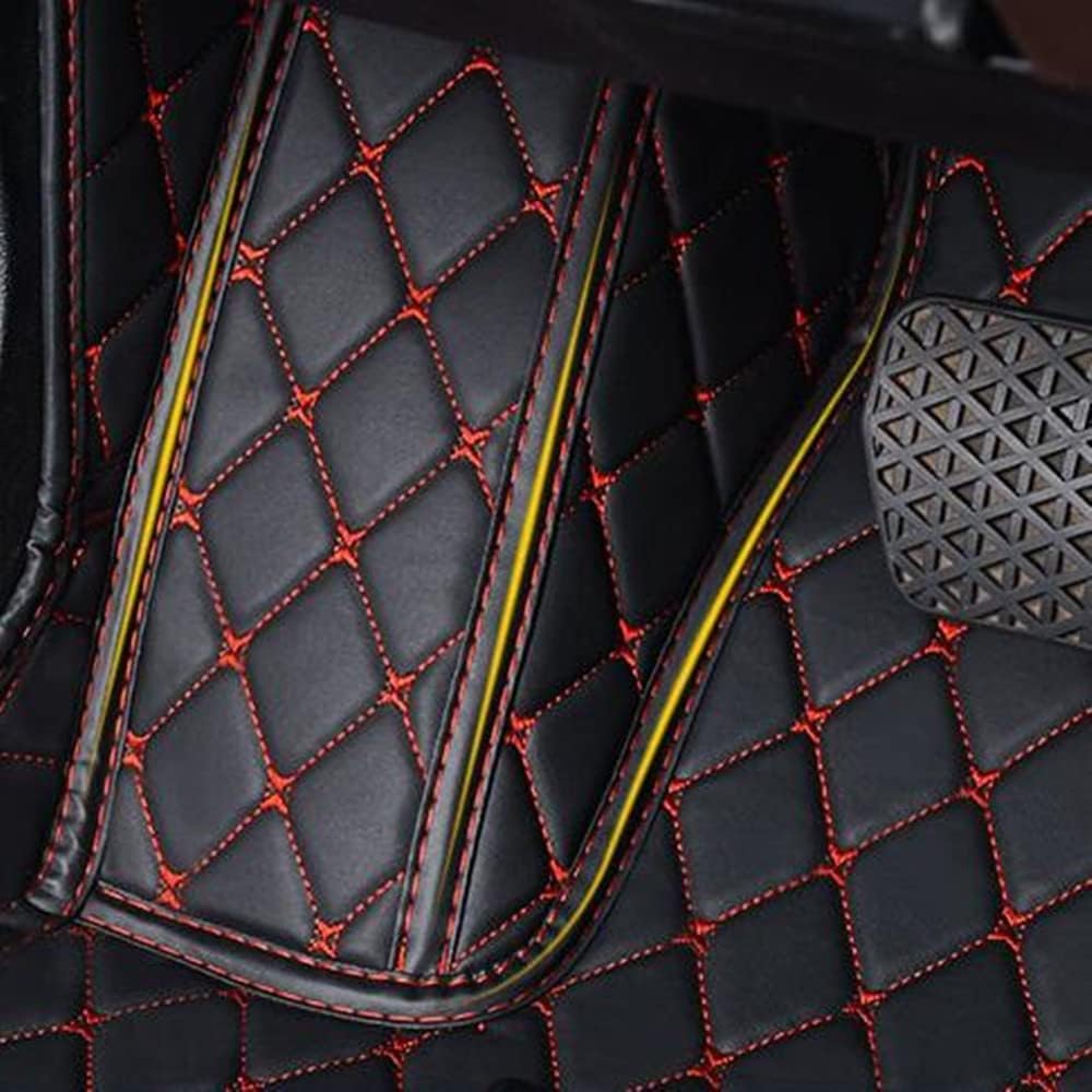 Custom All-Weather Protection Luxury Leather Floor Mats for Cars SUVs Trucks According Anti-Slip Leather Floor mats ﻿ (23,Beige and Black Beige)