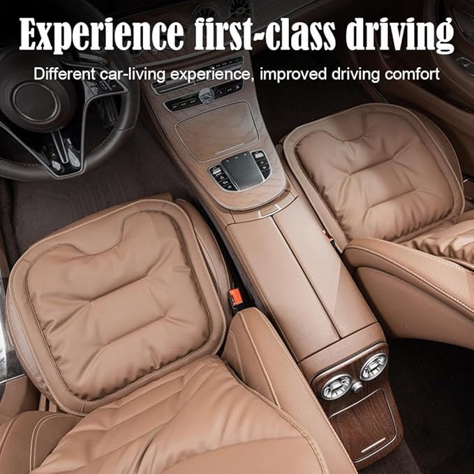 Skin-Friendly & Dirt-Repellent Leather Seat Cushions, 2026 Car Seat Cushion for Driving, 1.57" Thick Comfort Seat Protector, Universal Non-Slip Memory Foam Pad for Car (Orange, Rear Seat Cushion)