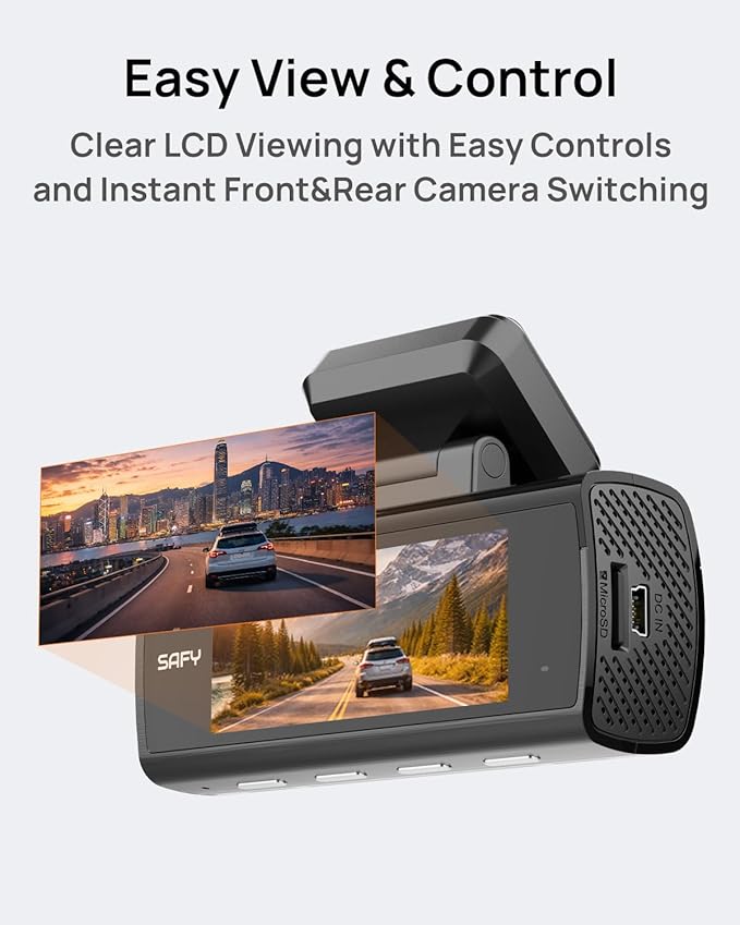 BlackVue SAFY9 2CH 64GB Dashcam - 4K+1080P Dash Cam Front and Rear, HDR Front, AI Night Vision, SD Card Included, Wi-Fi, GPS, 24-Hour Parking Guard, LCD Display