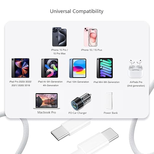 6FT 30W USB Type C Fast Wall Charger Block for iPhone 16e 16 15 Pro Max, AirPods 4 4th, iPad Wall Plug Cube Brick iPad Pro 13/12.9 in, iPad Air 13 iPad 10th Generation,Pencil C to USB C Charging Cable