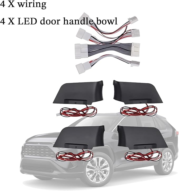 Door Bowl Light Fit for Toyota RAV4 2019 2020 2021 Inner Door Handle Accessories Bowl Shape LED Light Ambient Light Interior 4 pcs (Blue)