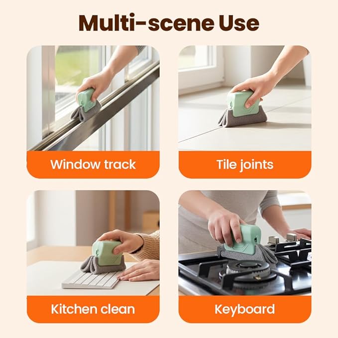 Magic Window Track Cleaner, Window Groove Cleaning Brush Tools Set, Cleaner Brushes for Window lides Gaps Tile Lines Shutter Slats Car Vents & Narrow Gaps (9PC)