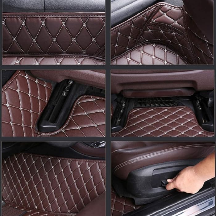 Customized Personalized car Floor mats, All-Weather Luxury car Floor mats, Waterproof and Anti Slip Leather car Floor mat Lining, 95% Customized car, Truck, and SUV Floor mats (Light Brown)