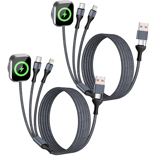 Cruise Essentials 3in2 Multi Charging Cable for iPhone Watch Charger,USB A/C to Type C/IP/iWatch charger, Charging Cords for Multiple Devices Compatible with iWatch Series&iPhone 17-12 (2Pack,5FT)