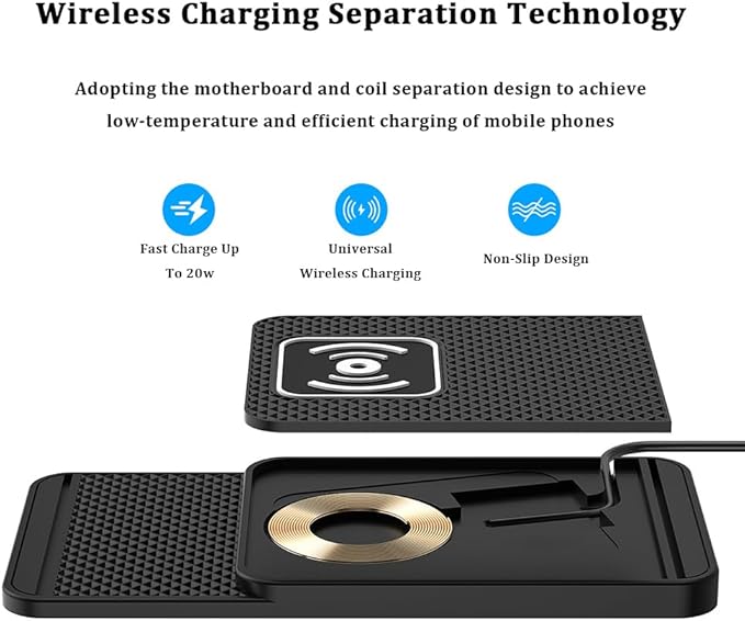 Wireless Charging Pad for Car for Toyota 4Runner bZ bZ4X C-HR Corolla Cross FJ Cruiser 2000-2026, 20W Fast Wireless Car Charger Pad Type-C/USB Non-Slip Phone Charging Mat