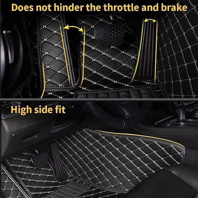 Custom Car Floor Mat Compatible with 97% Car Models Luxury Leather All Weather Waterproof Anti-Skid Full Coverage Car Mats (Blue)