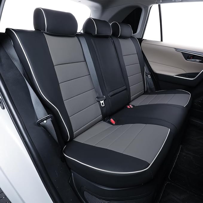 EKR Rav4 Seat Covers Custom Fit for Toyota Rav4 2021-2024 Prime SE,XSE & 2019-2025 Hybrid/PHEV SE,XSE, Leather Car Seat Cover Full Set for SUV,Faux Leather(Black/Gray)