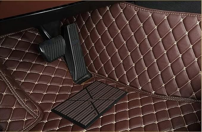 Car Floor Mats for 99% Cars, Trucks and SUVs Full Coverage Pads Protection Non-Slip Leather Floor Liners (Light Brown)