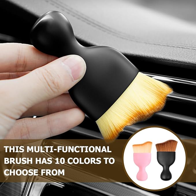 Blilo Car Interior Detailing Brush with Dust Cover, Auto Soft Hair Cleaning Brushes, Scratch Free Curved Dirt Collectors, for Vehicle Dashboard Air Conditioner Vents Leather(Purple)