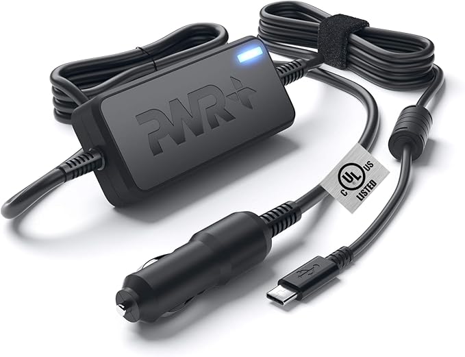 Pwr USB-C CAR Charger for Dell Latitude 11 12 13 5175 5285 5289 7275 7285 7370, Dell Pro 13 14 16 Plus, Dell XPS 12 13 9370 9365, Dell Chromebook 11 3100 5190 - UL Listed 10 Ft Power Supply Cord 90W