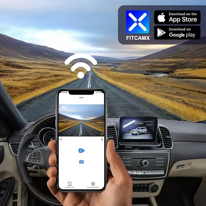 Fitcamx Front 4K+Rear 1080P Dash Cam for 2016-2019 Mercedes-Benz GLE GLS (Model B) W166 X166, OEM Look, Dual HD Video, Built-in WiFi & APP, Loop Recording, Gravity Sensor, Easy to Use, 128GB Card