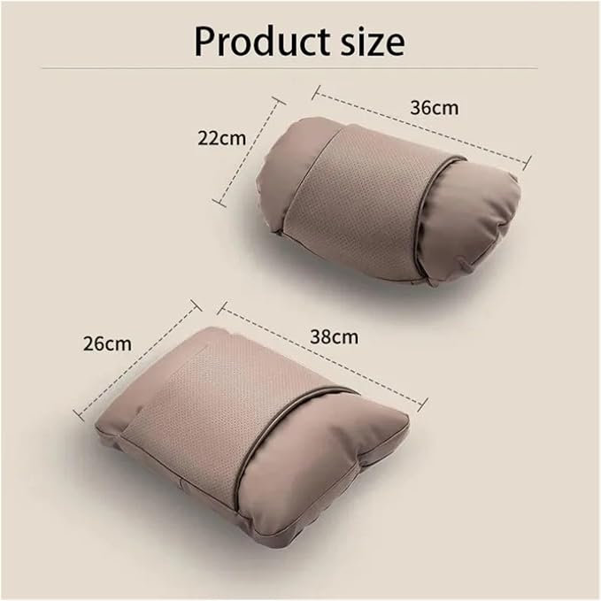 1/2PCS PU Leather Car Neck Pillow & Lumbar Support Cushion, Breathable Universal Seat Headrest Waist Pad, Soft Support Cushion for Daily Driving and Travel(B Style)