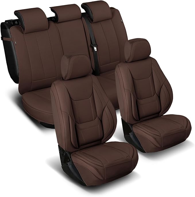 Coverland Custom Fit Car Seat Covers for SUV Compatible with [GV60, FX50, XC60, XC60 Recharge] Premium Water Resistant Leather Non-Slip Interior Protector [Full Set Dark Brown - Size Chart X54]
