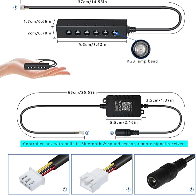 AKEPO 3.2W 6-Hole RGB APP Colorful Fiber Optic Lights Kit, Color Chasing Sound Activated 9.8ft 120pcs of 0.75mm Optical Fibers with Remote and APP Control