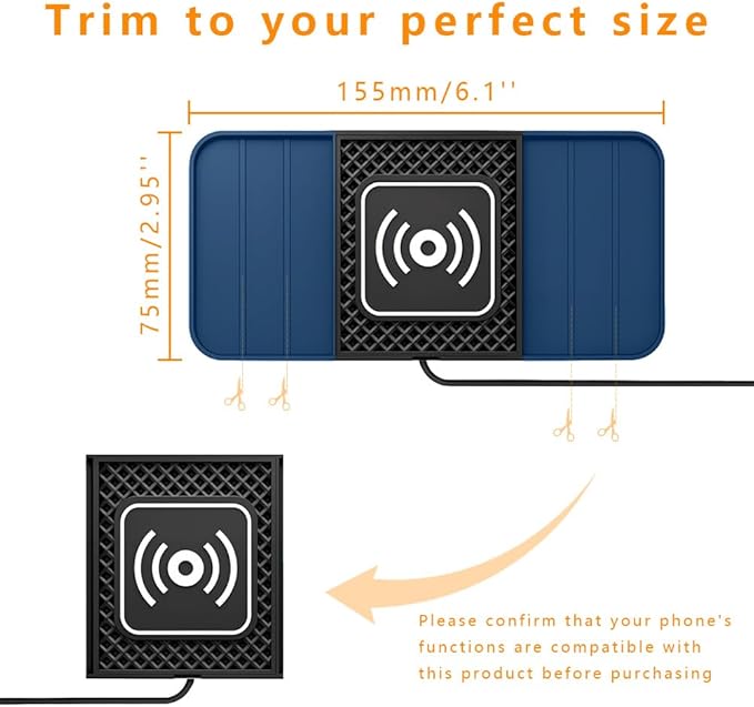 Wireless Charging Pad for Car for Toyota 4Runner 2000-2025, DIY Trim-to-Fit Slim Non Slip Fast Charger Car Wireless Charging Pad 30CM Cable,B 30cm USB Plug Cable