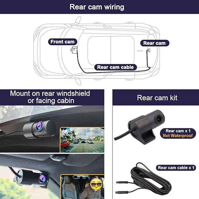 Fitcamx Front 2K+Rear 1080P Dash Cam Adapts for Genesis G70 2019-2026 (Part No Ends with#G9000), OEM Style, Dual HD Video, WiFi & APP, Loop Recording, Gravity Sensor, Easy to Operate, 64GB Card