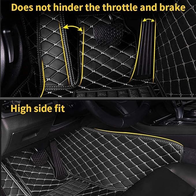 Custom Making Car Floor Mats for 90% Car Model Luxury Leather All Weather Waterproof Anti-Skid Full Coverage Liners (Gray)