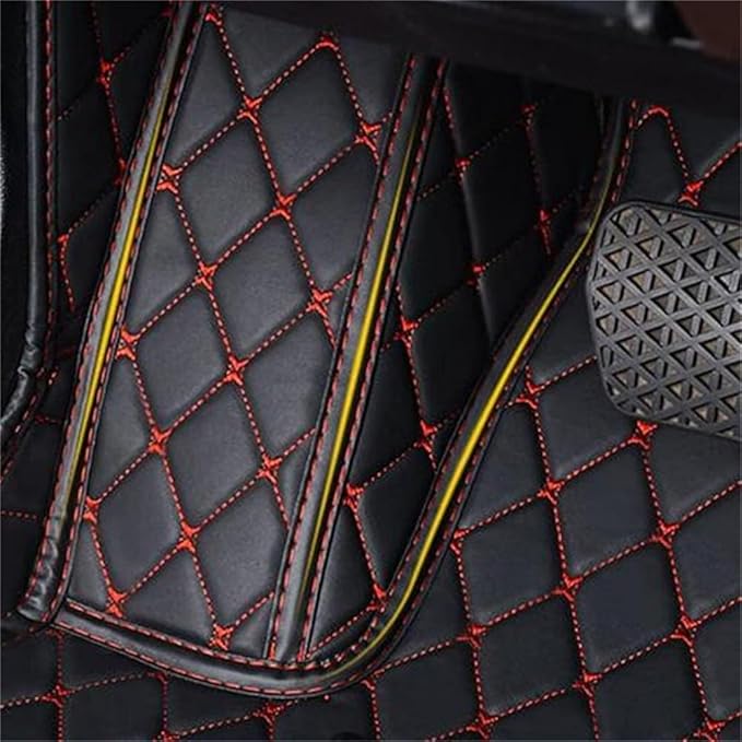 Custom Car Mats All Weather Fit Automotive Floor Mats PU Leather Protector Mat for Most Sedan, SUV, Truck Floor Mats (Wine Beige Thread)