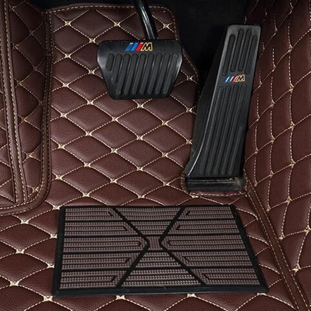 Custom All-Weather Protection Luxury Leather Floor Mats for Cars SUVs Trucks According Anti-Slip Leather Floor mats ﻿ (42,Striped Beige)