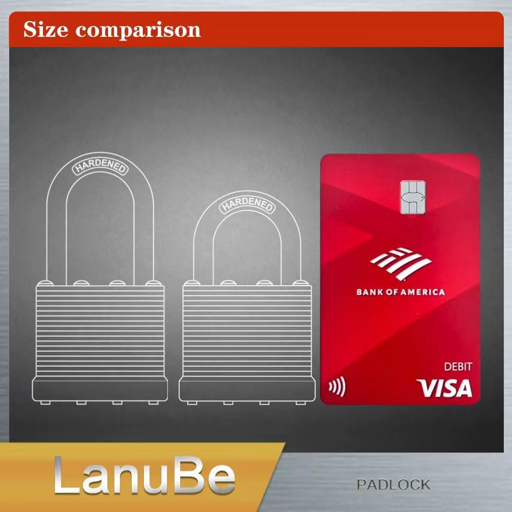 LanuBe Laminated Padlock 1-9/16inch (40mm) Long Shackle 100 Pack Keyed Alike, Blue Plastic Hoop, Bulk Locks for Warehouse, School