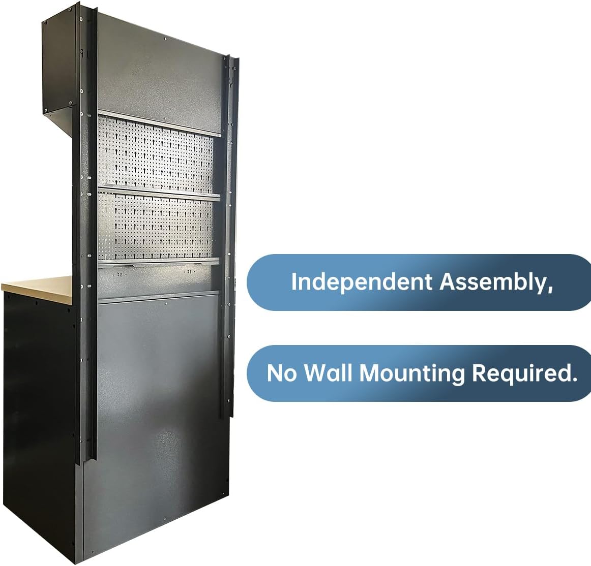 JZD Garage Storage Cabinet Set with Workbench System, Included Tool Cart, for Auto Repair Shop Basement Factory