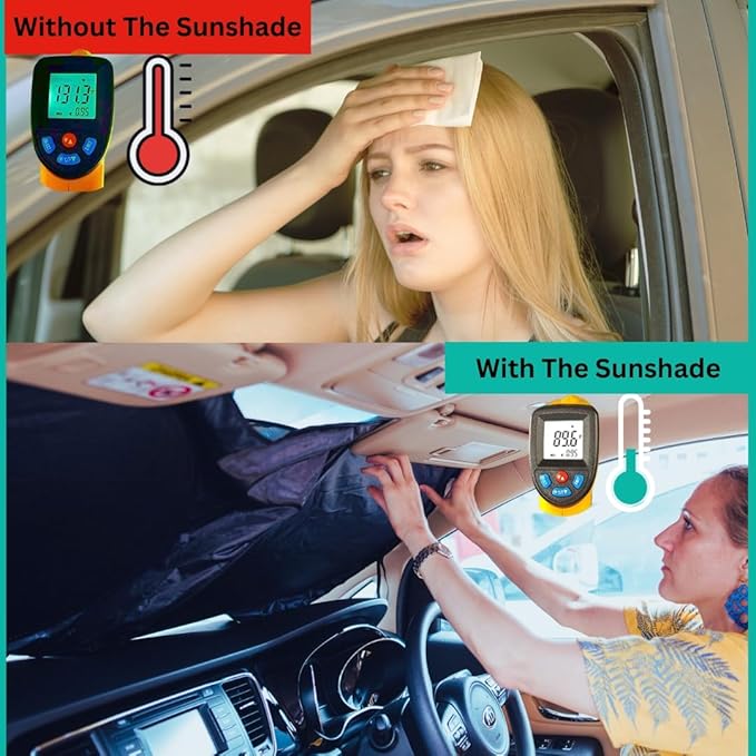 Windshield Sun Shade -Certified 99.87% UVB & 99.02% UVA Car Sun Shade. Award Winning Sunshade - Patented Technology | Compatible for Mazda 6 2014-2021 | Car Shades by Kinder Fluff