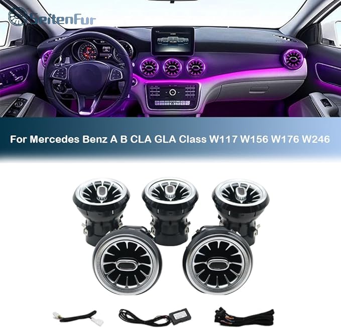 12 Colors Air Vent LED Ambient Light Atmosphere Lamp For Mercedes Benz W176 A-Class