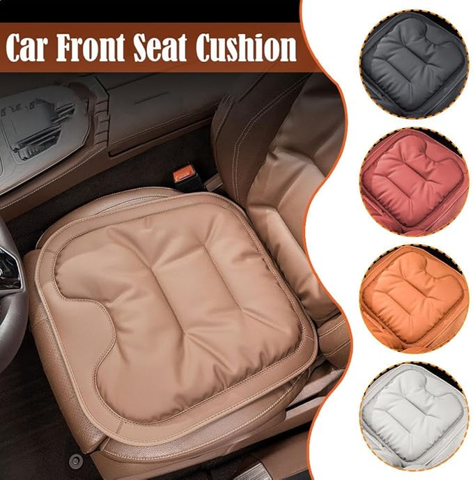 Car Seat Cushion, 2025 New Skin-Friendly Leather Seat Cushions, Skin-Friendly Leather Seat Cushions, Front Bottom and Rear Seat Cushions for Auto Office (Orange 1set)