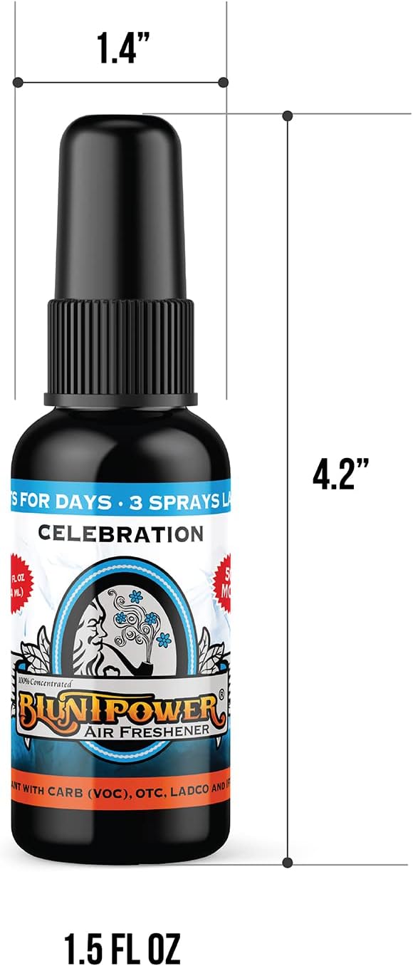 BluntPower (Celebration, 3 Pack) Concentrated Air Freshener - Premium Oil Based Air Freshener Spray For Home and Car - Long-Lasting Bathroom Spray, Car Freshener, & Odor Eliminator Spray