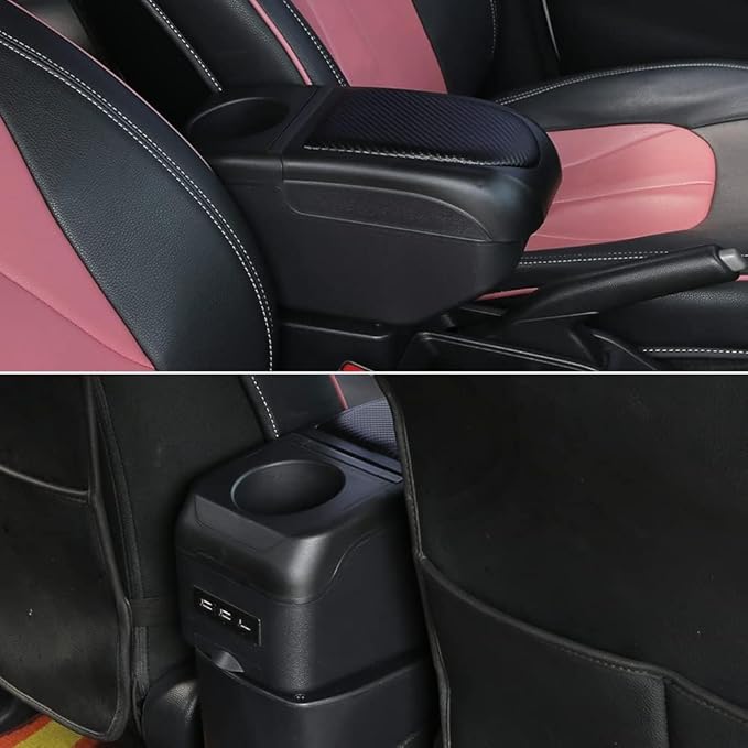 AULPHIKE Compatible with Nissan Versa Armrest 2020-2024 Center Console Organizer Armrests Double Layer Storage Space with USB Ports