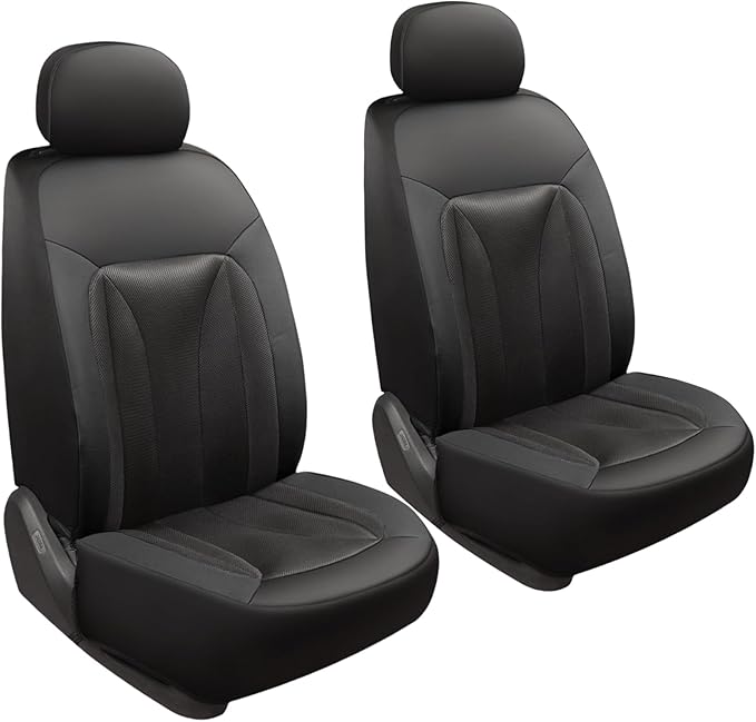 GIANT PANDA Front Seat Cover for Honda, 3D Air Mesh Bucket Car Seat Protectors Custom Fits Honda Civic Accord Pilot CRV HRV Element Passport (Black) 2-Pack