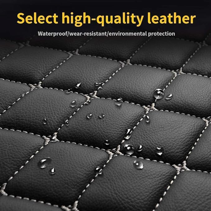Custom Making Car Floor Mats Compatible for 2000-2025 All Mode Sedan SUV Sports Car Full Coverage Cute Pads Protection Non-Slip Leather Floor Liners (Red Beige Line)